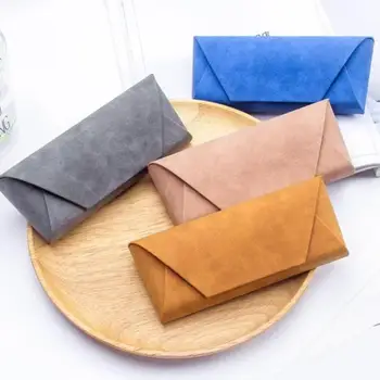 

Retro Oval Glasses Box Sunglasses Linen Folding Eyewear Case Optical Handmade Storage Glasses Case PU Glasses Pouch Bag