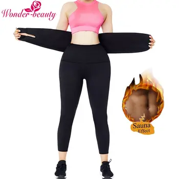 

Women High Waist Neoprene Sauna Pants Capris Pants with Waist Trainer Zippe Tummy Control Waist Trainer Adjustable Trimmer Belt