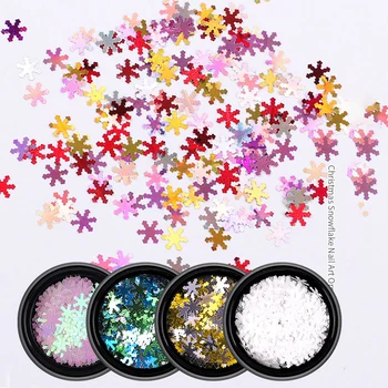 

6 boxes 3D Mix Christmas Snowflake Xmas Tree Starlights Holo Nail Glitter Sequins Nail Art Slice Stickers Decoration DIY