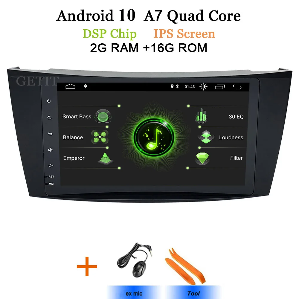 Автомобильный мультимедийный плеер Android 10 стерео радио для Mercedes Benz/e-класс/W211/E300/CLK/W209/CLS/W219 gps навигация CANBUS Wifi - Цвет: 2G standard