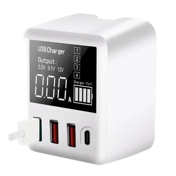 

A9T 30W QC3.0 USB + Type-C 4 Ports Charger Adapter Digital Display Fast Charging USB Travel Charger