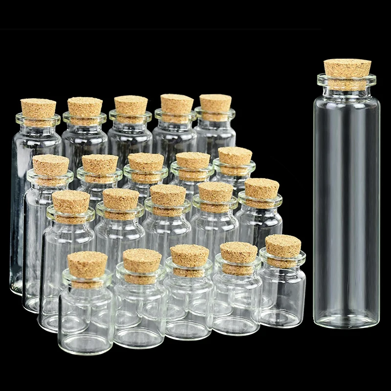 Christmas Wish Bottles Mini Glass Drifting Wish Bottle Cork For Wedding Birthday Party Gift DIY Vial Pendant Glass Bottles Mini Glass Bottles 5Pcs