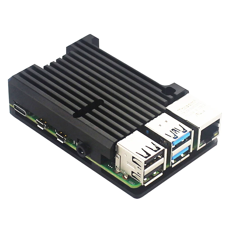 Raspberry Pi 4 Алюминиевый чехол корпус с адаптером питания Mini HDMI к HDMI кабель для Raspberry Pi 4 Модель B 4B