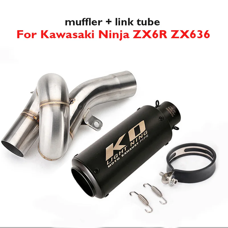 

Motorcycle Exhaust System Tip Muffler Escape Mid Link Tube for Kawasaki Ninja ZX6R ZX636 2009-2023