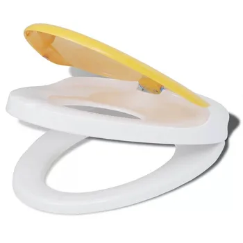 

Universal Toilet Seat White+Yellow Made Of Strong Polypropylene Soft Closing Function With A Pottyseat Easy To Clean Potty Seat