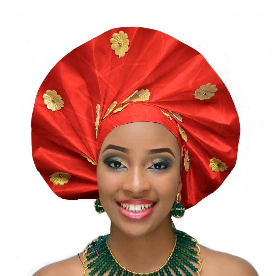 Уже привязанные геле Sego африканские головные уборы для Свадебные И Вечерние - Цвет: red
