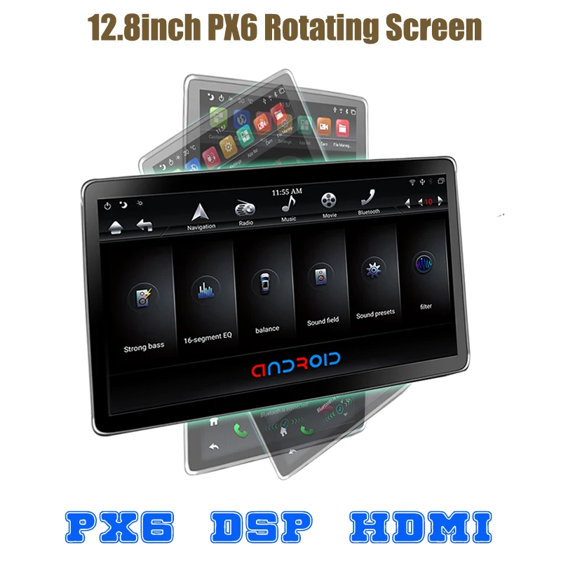Автомобильный мультимедийный плеер PX6 Tesla Style android 9 0 12 8 &quot двойной 2 din gps dsp радио