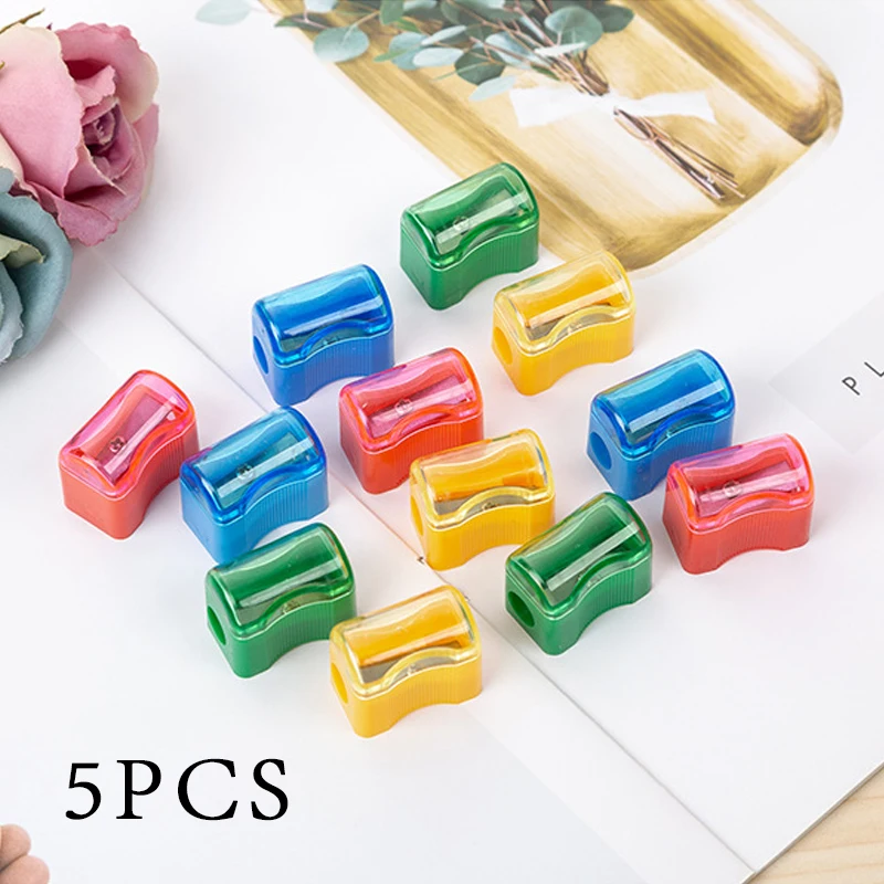 

5pcs Single Hole Pencil Sharpener With Cover For Primary School Students YL 9029 (Random colors)