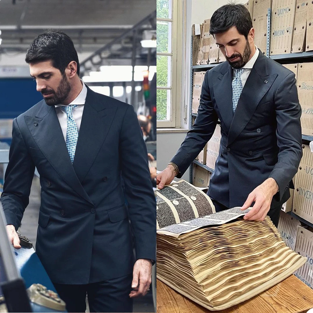 

Gentleman Business Tuxedos Mens Slim Fit Double Breasted Wedding Suits Formal Prom Party Formal Outfit (Jacket+Pants)