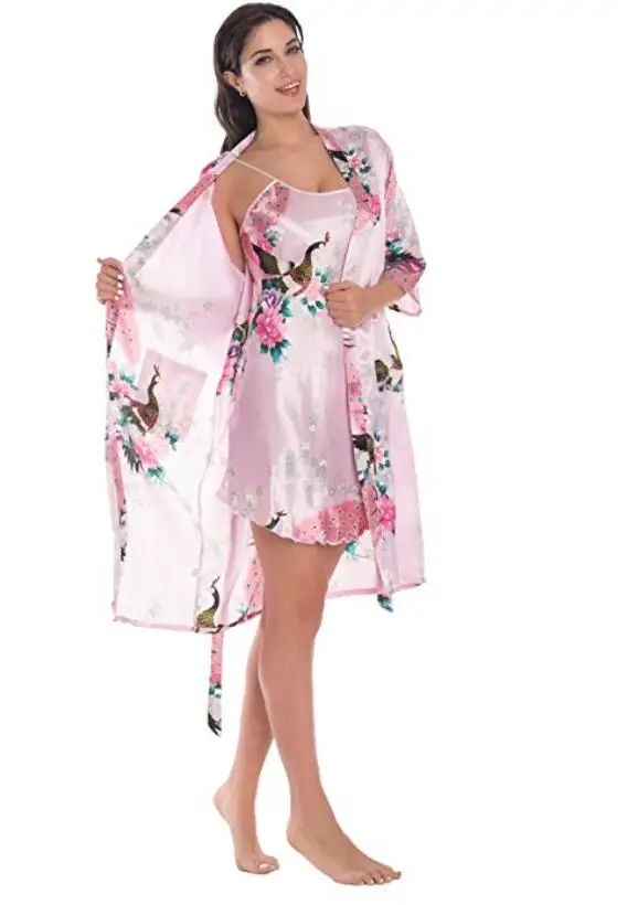 pink Модные женские летние мини-кимоно, халат, женское банное платье из вискозы, ночная рубашка юката, пижамы, пижамы, женская пижама, размер m-xl - Цвет: pink