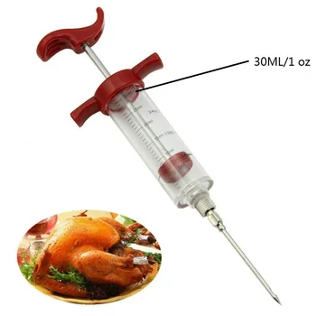 Food Grade PP Stainless Steel Needles Spice Syringe Set BBQ Meat Flavor Injector Kitchen Sauce Marinade Syringe Accessory tanie i dobre opinie Meat Injectors CN(Origin) CE EU Eco-Friendly Stocked Meat Poultry Tools