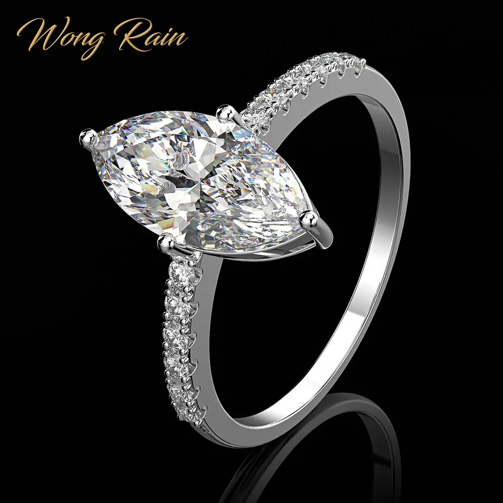 Wong Rain роскошное обручальное кольцо из 100% серебра с узором мрамора и моисанита