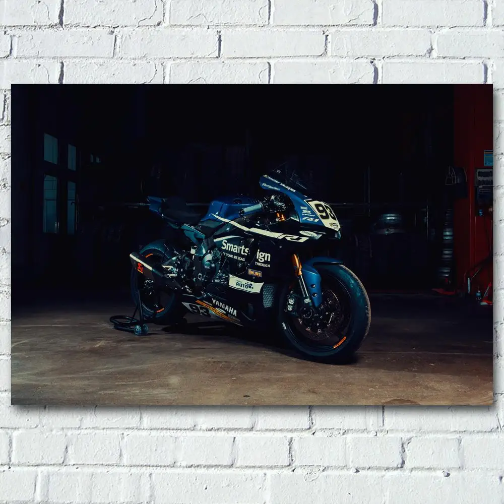 Canvas Painting Motorcycle Yamahas R1 Superbike Sport Bike Picture Silk Wall Art Posters and Prints For Living Home Decor | Дом и сад