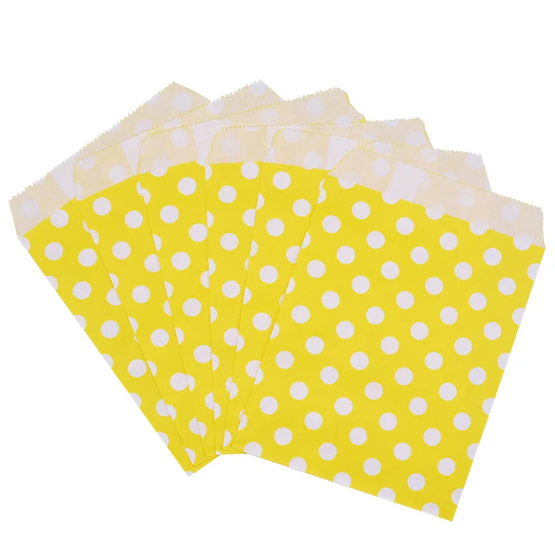yellow dot 25 шт., 18x13 см, крафт-бумага для печенья, конфет, сумки для подарков, упаковка, мешочек для украшения дня рождения, десерта, конфет, бара, мешок для закусок, печенья - Цвет: yellow dot
