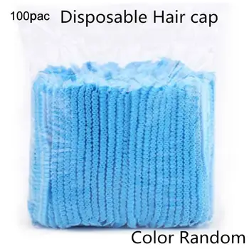 

100pcs Disposable Hair Net Bouffant Cap Non Woven Stretch Dust Cap Head Cover Makeup Caps Face Mask Partner Color Random