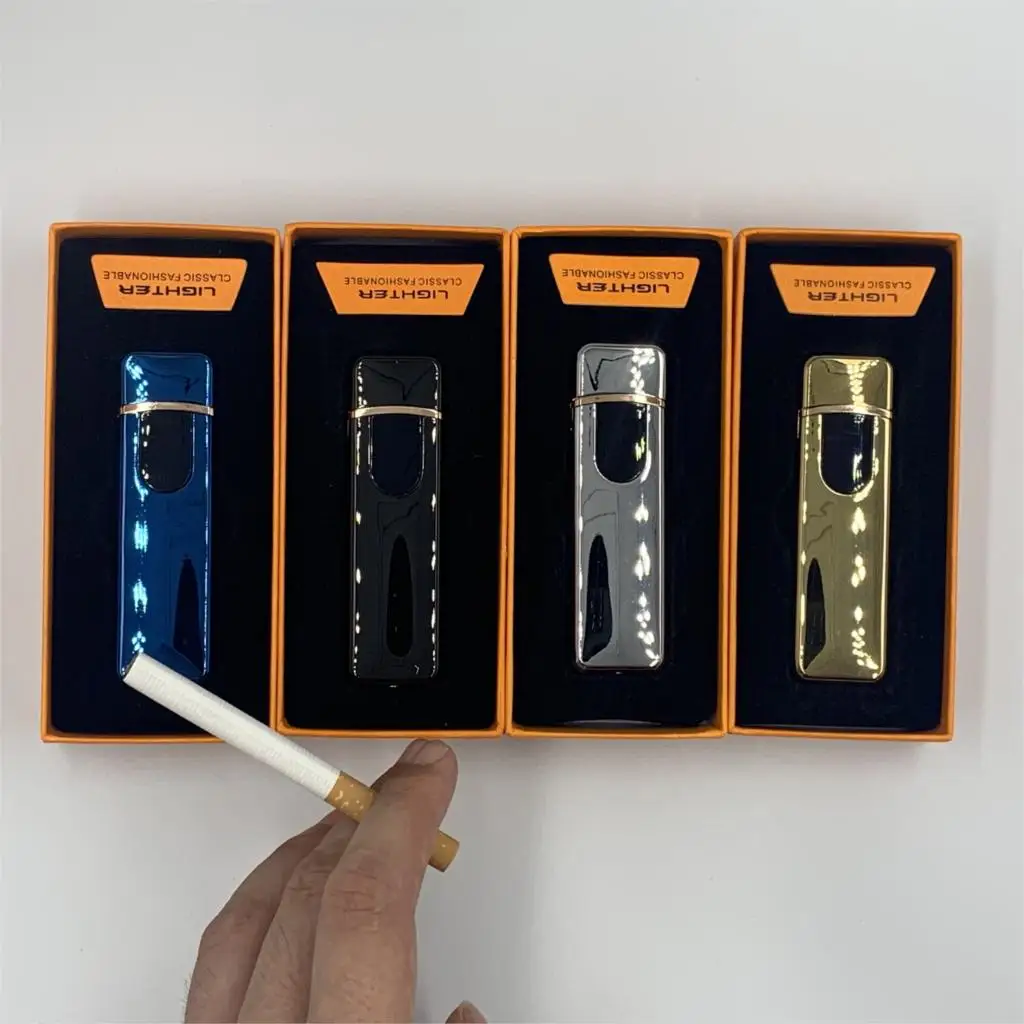 

Mini electric lighter Windproof Turbo Electric cigar Touch induction ignition switch FlameLess Electronic Cigarette lighters
