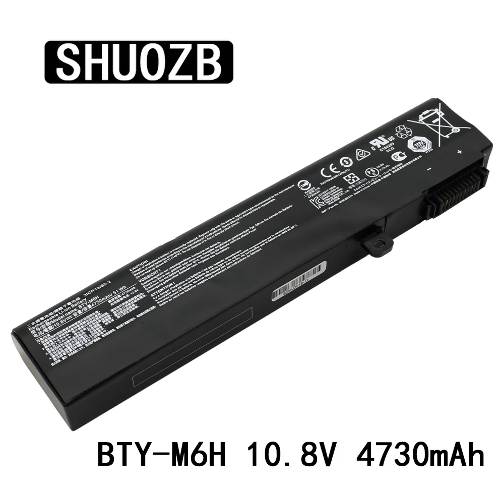 SHUOZB ноутбук Батарея BTY-M6H 10,86 V 4730 мА/ч, 51Wh для MSI GL62M GL72 GP62 GP62MVR GP72 GE62 GE72 MS-16J1