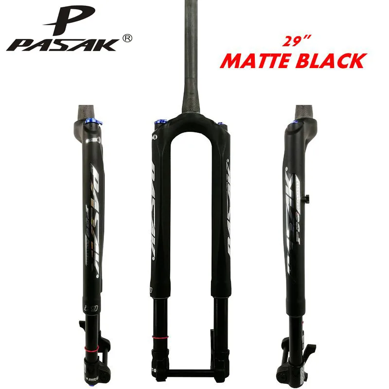 29 matte black PASAK велосипедная Карбоновая вилка MTB горный велосипед вилка Air 27,5 2" thru-axle15MM* 100 предсказательное рулевое масло для подвески и газовой вилки - Цвет: 29 matte black