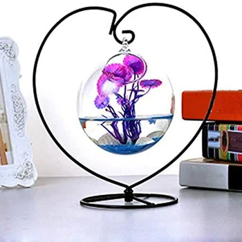 

NEW-4 Pack Heart-Shaped Ornament Display Stand Iron Pothook Stand for Hanging Glass Terrarium (Heart)
