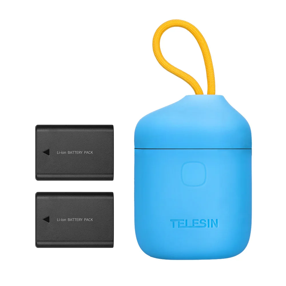 TELESIN Allin Box водонепроницаемый NPFW50 зарядное устройство с аккумуляторами Двухканальное зарядное устройство Поддержка чтения sd-карты для sony Alpha - Цвет: Blue