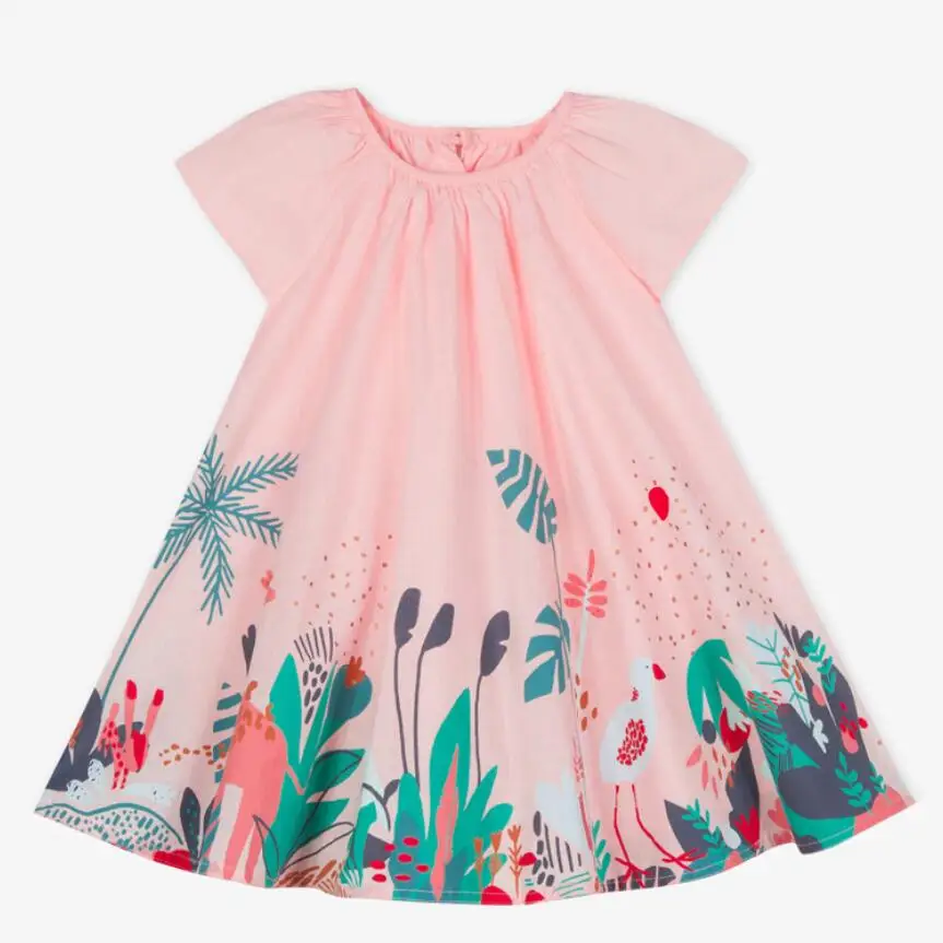 Розовый Little maven/Новинка г.; летняя одежда для маленьких девочек; Брендовое платье; Детские хлопковые платья с короткими рукавами и цветочным принтом - Цвет: Розовый