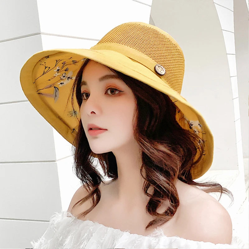 K116 Women's Bucket Hat Panama Fashion Sun Visor Breathable Fisherman Protection Hat Summer Hats Beach Sun Hats Breathable