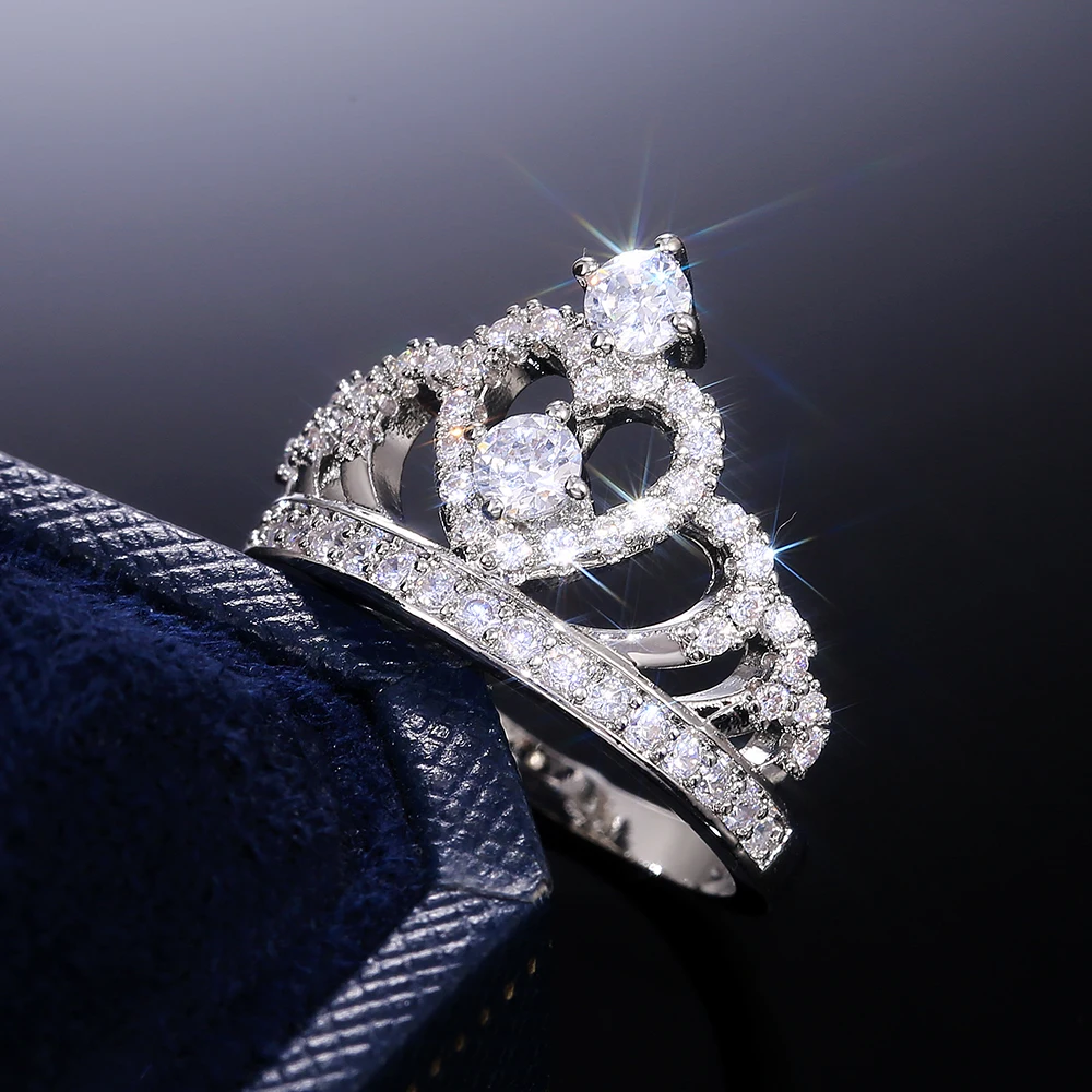 Women Crown Crystal Ring Crown Jewelry Women Ring Crown Fashion