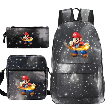 

3pcs/Set Super Mario Backpack Children Back to School Bags pencil case Kids Boys Girls Mochila Infantil Catoon Bags