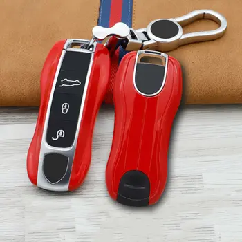 

Car Key Case Keychain Bag Shell Holder Carbon Fiber Keyfob Cover Accessories Fit For Porsche 911 Cayenne Panamera