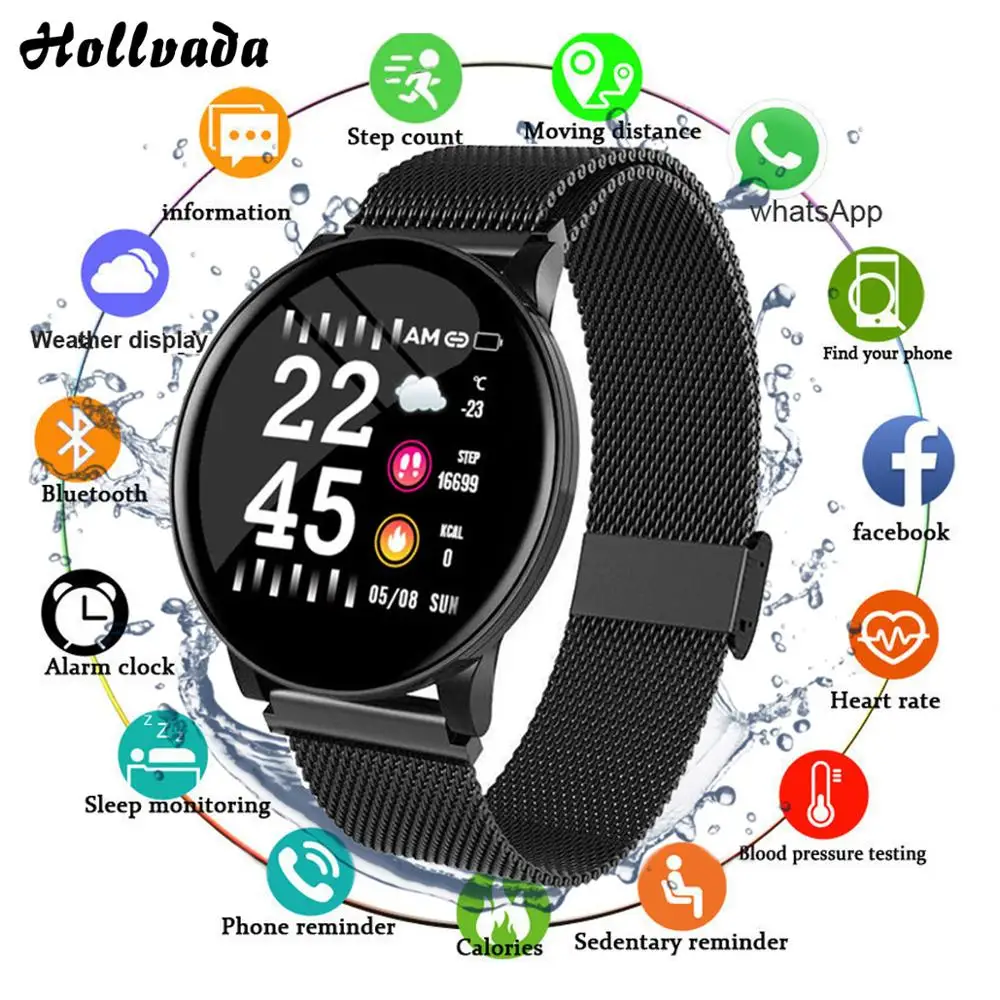 Смарт часы с сенсорным экраном для мужчин и женщин водонепроницаемые спортивные