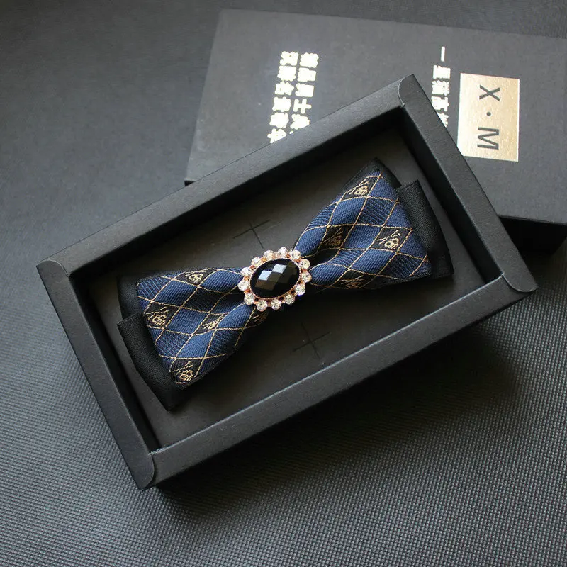 Bow Tie Для мужчин Для женщин для свадебного банкета, вечеринки галстук-бабочка из стразов и сплава, галстук-бабочка Винтаж Пейсли на шее и рисунком «клетчатая звезда полосатые тканевые с принтом ленточка с бантиками - Цвет: Bow Tie