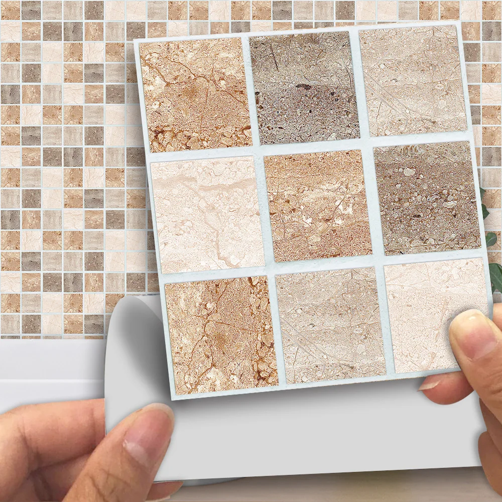 18pcs 3D Self-Adhesive Mosaic Tile Sticker Kitchen Bathroom Wall Stickers Decor 