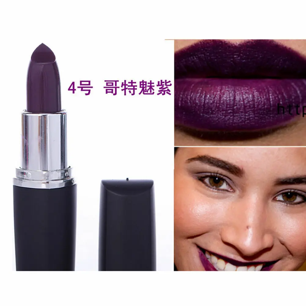 8 color matte lipstick black punk wind goth velvet waterproof durable - Цвет: 4 Gothic Purple