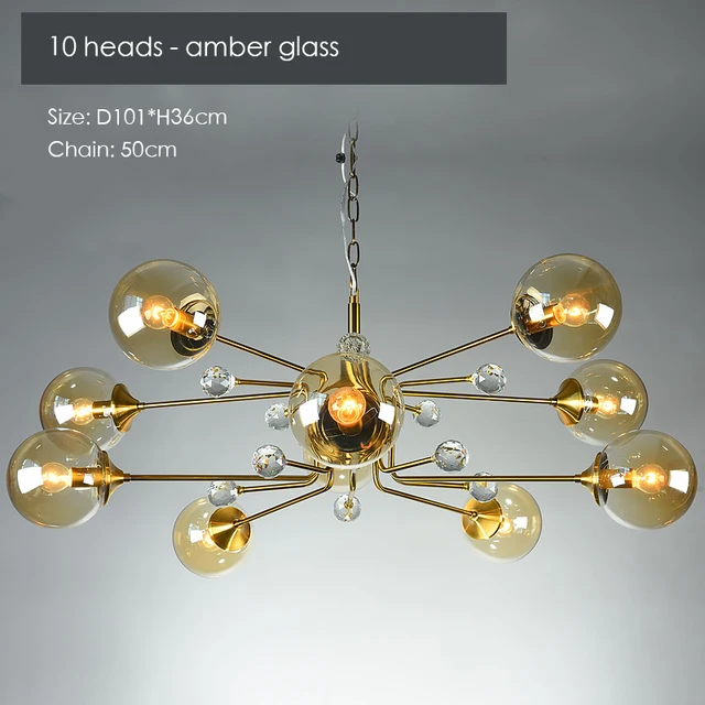 Glass bubble chandelier Modern design lamp living creative gold 