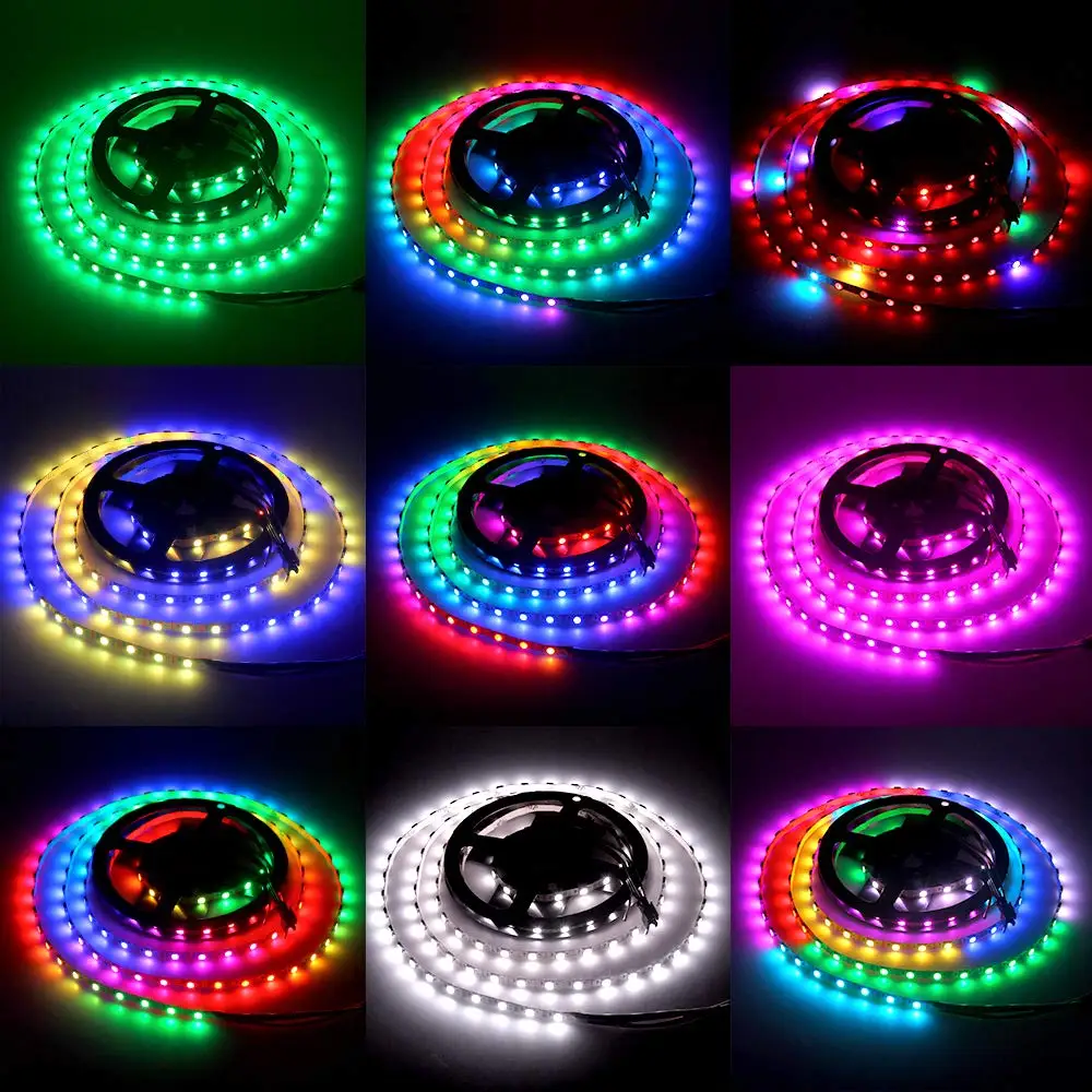 5 мм WS2812B индивидуально Addressable RGB Светодиодные полосы света 6.6ft 120 светодиодный s 0.19in супер узкий программируемый цвет мечты цифровая светодиодная Пиксельная лента свет 5В
