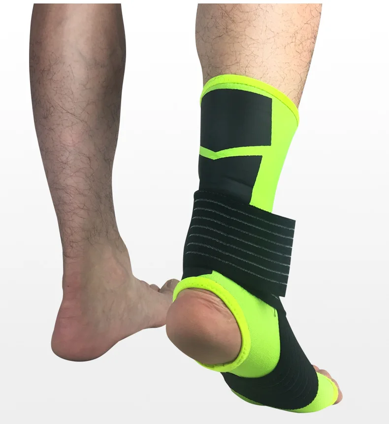 Green 1 шт. бандаж для колена с поддержкой лодыжки, бандаж, волейбол, баскетбол, защита лодыжки, регулируемые эластичные ленты, Спортивная безопасная скоба - Color: Green