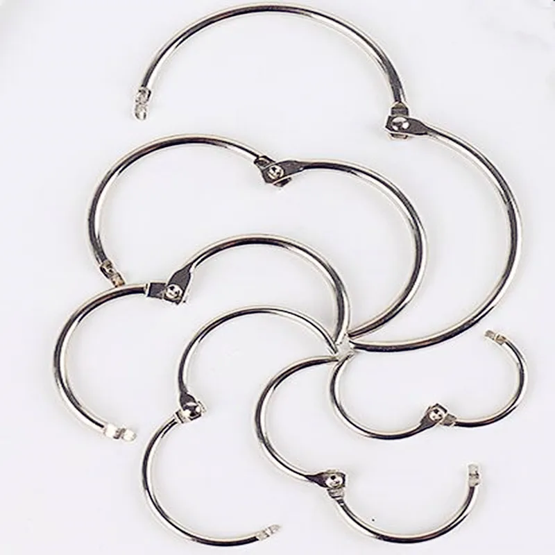 5Pc 15-38mm Golden Metal Loose Leaf Book Binder Hinged Rings Keychain Album Scrapbook Craft Black Open Rings Office Binder Hoops