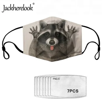 

Jackherelook Lovely 3D Animal Raccoon Printed Face Mouth Mask 7pcs Anti Haze PM2.5 Filter Elestic Dustproof Mask For Kids Boys