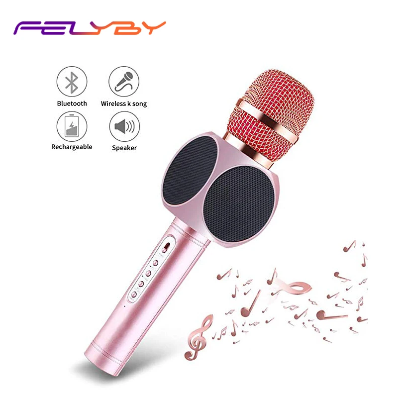 FELYBY E103 беспроводной bluetooth-микрофон для караоке с динамиком для детей дома вечерние записи песни KTV вечерние портативный ручной микрофон