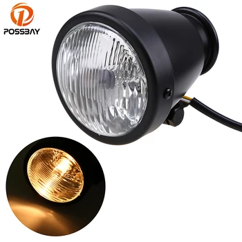 

POSSBAY Vintage Aluminum Shell Motorcycle Headlight Scooter Front Lamps Cafe Racer Headlight for CG125 GN125 Harley Suzuki Honda