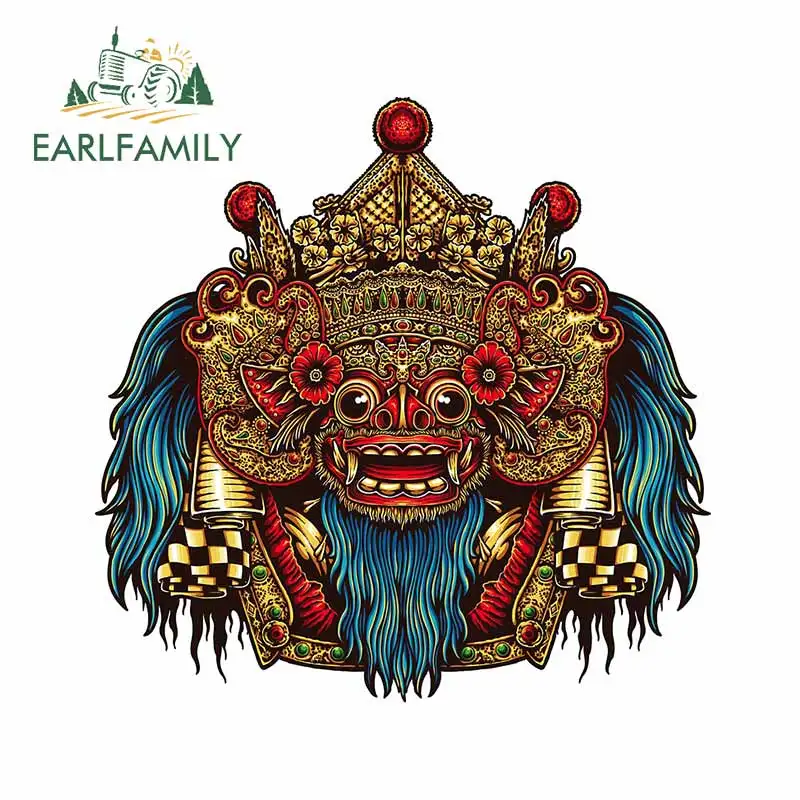 

EARLFAMILY 13cm x 13cm for Barong Mask Car Sticker Windows Refrigerator Motorcycle Decal Surfboard Personality Car Assessoires