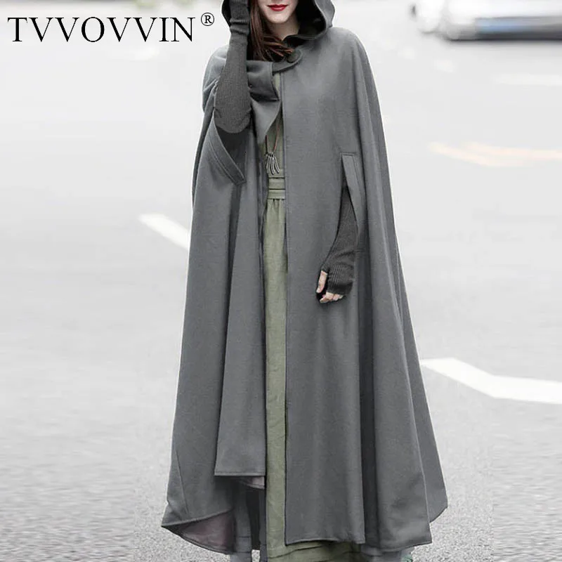 Tvvovwin 2019 плюс размер осенние куртки с летучей мышью плащи с капюшоном тонкие женские зимние длинные пальто плащ пончо кардиган D014