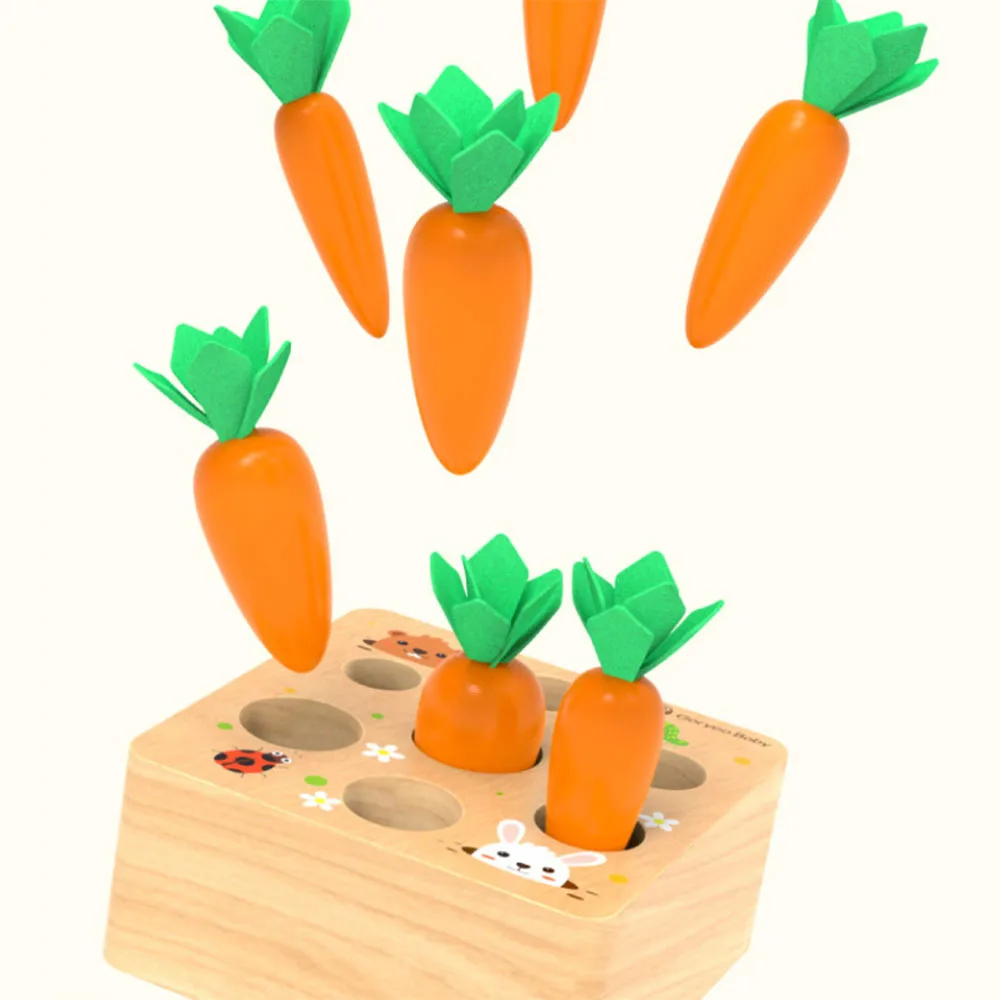 

Baby Puzzles Pulling Radish Memory Match Chess Montessori Wooden 3D Puzzle Kids Toy exploring Educational Children cognitive Toy