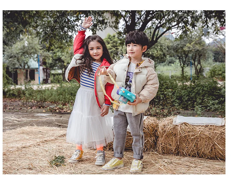 High Quality Kids Winter Jacket Hooded Cotton Boys Girl Winter Jacket Patchwork Color Warm Twins Clothes Doudoune enfant