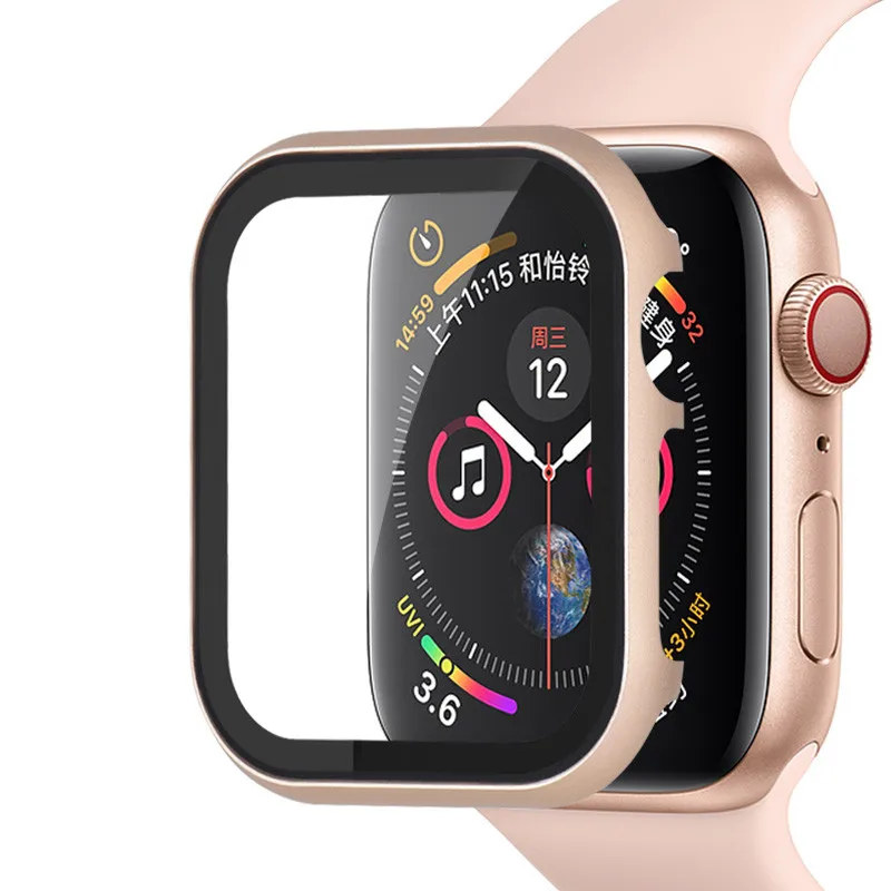 Стекло+ рамка чехол для Apple Watch 5 4 3 44 мм 42 мм iwatch ремешок 40 мм 38 мм металлический бампер универсальная защитная рамка для экрана