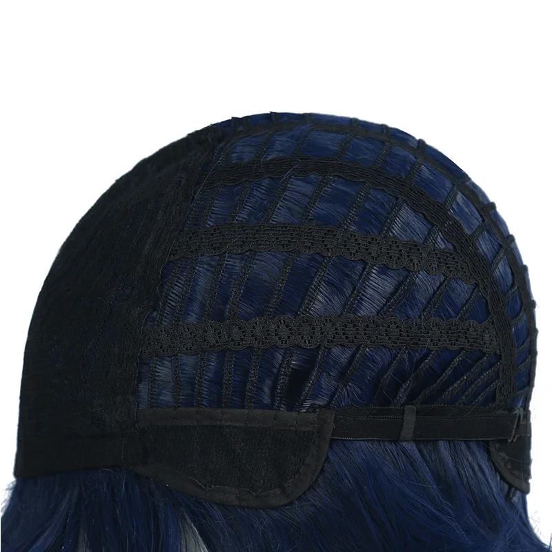 L-email wig Genshin Impact XiangLing Cosplay Wig Dark Blue Short Cosplay Wig Braided Wigs Heat Resistant Synthetic Hair