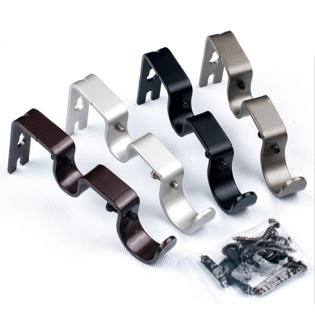 Set of 3 Adjustable Metal Drapery Double Curtain Rod Bracket Holder for 1 and 5/8inch Rod,Sturdy Steel