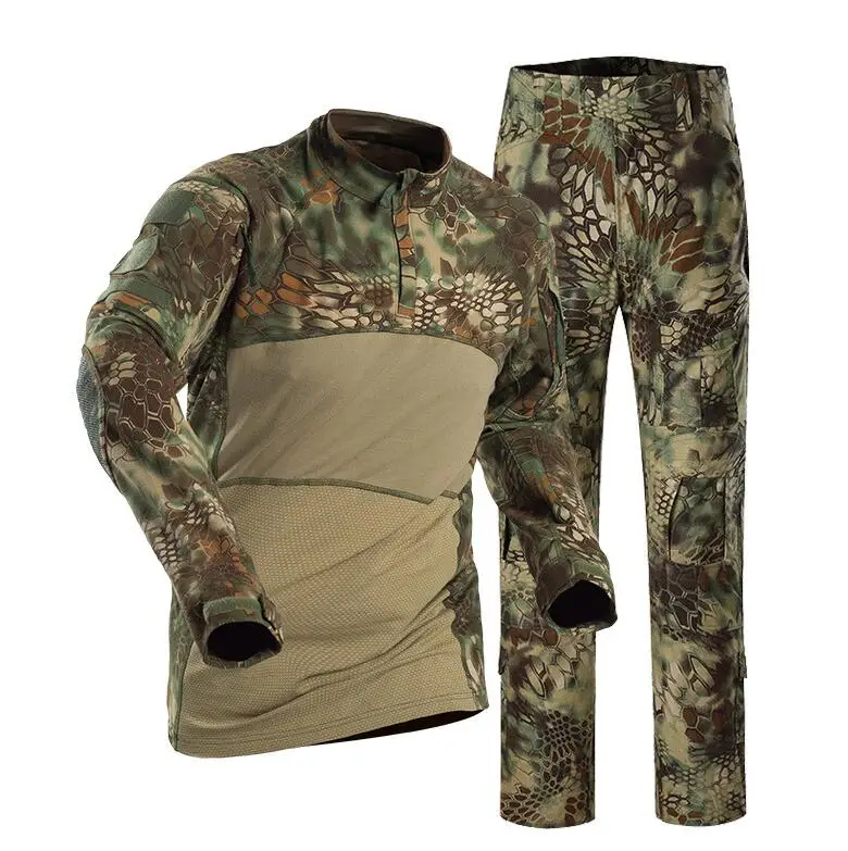 Тактическая камуфляжная военная форма, костюм для мужчин, армейская одежда США, рубашка в армейском стиле+ брюки-карго, костюмы спецназа - Цвет: Green snake