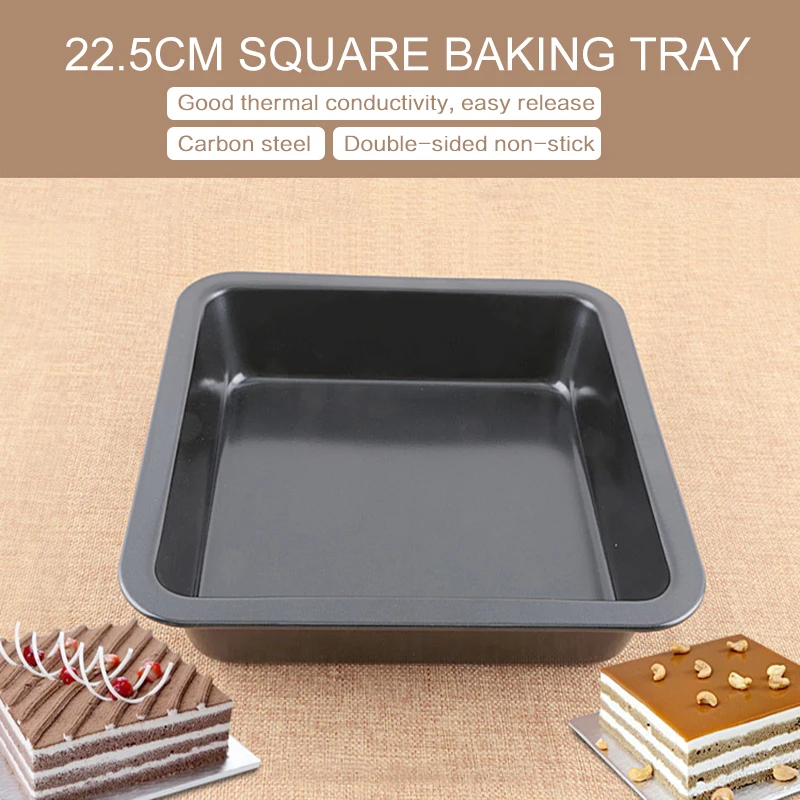 

Convenient Square Non-stick Bread Cake Baking Tray Oven Easy To Clean Baking Tray Square Black Baking Tray DIY Kitchen Baking