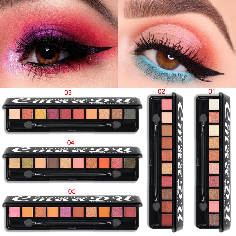 

eyeshadow palette cosmetics for woman makeup red matte shadows Shimmer 10 Colorful Make Up Nude Pigment Palette Eye Shadow Sets